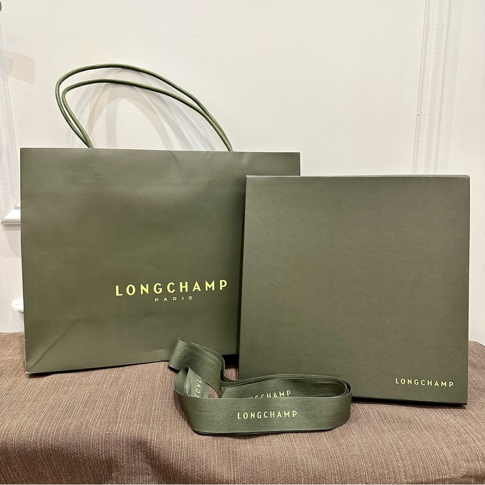 Authentic Longchamp gift box for scarf with matching gift bag and ribbon